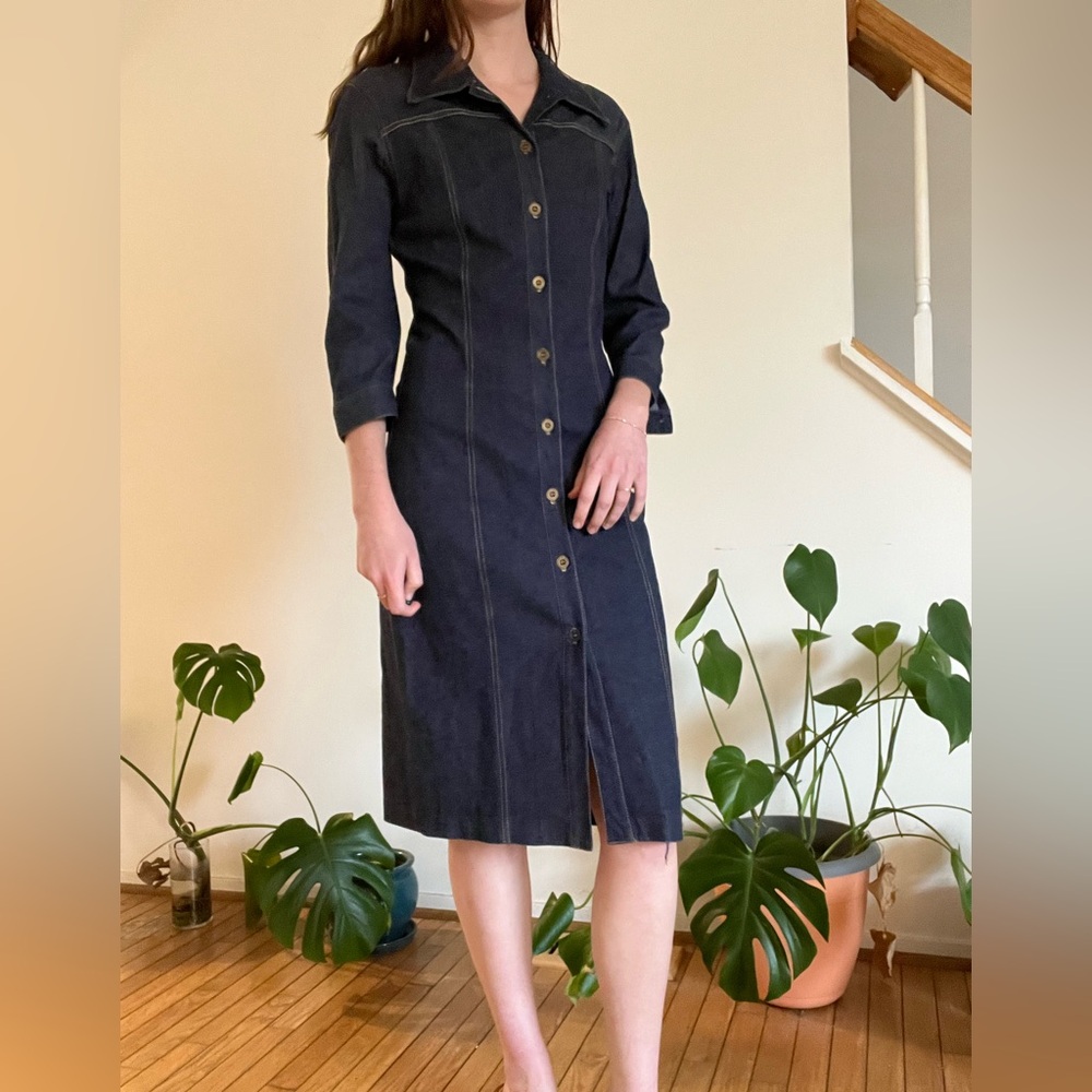 Heart Moon Star Dress‎ Women's 8 Stretch Denim Midi Vintage 90s Y2K